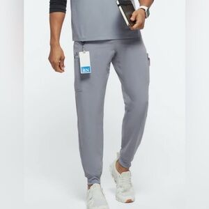 NEW Jaanuu Gray Size L Tall Drawstring Men's Mesh-Pocket Scrub Jogger Pants